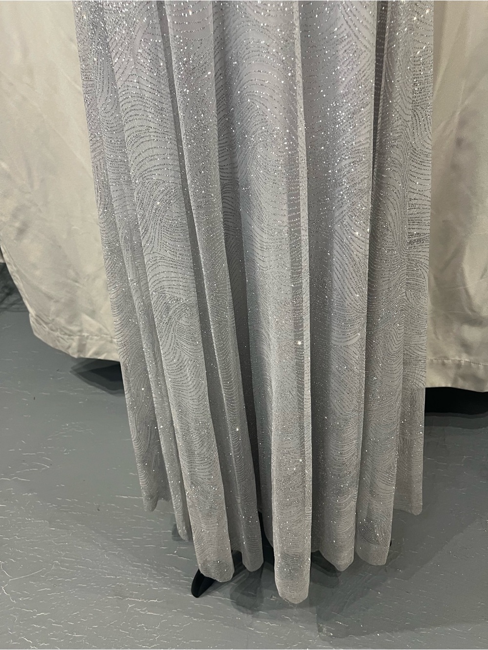 Windsor Silver Sparkle Spaghetti-Strap Prom Gown - Picture 4 of 14